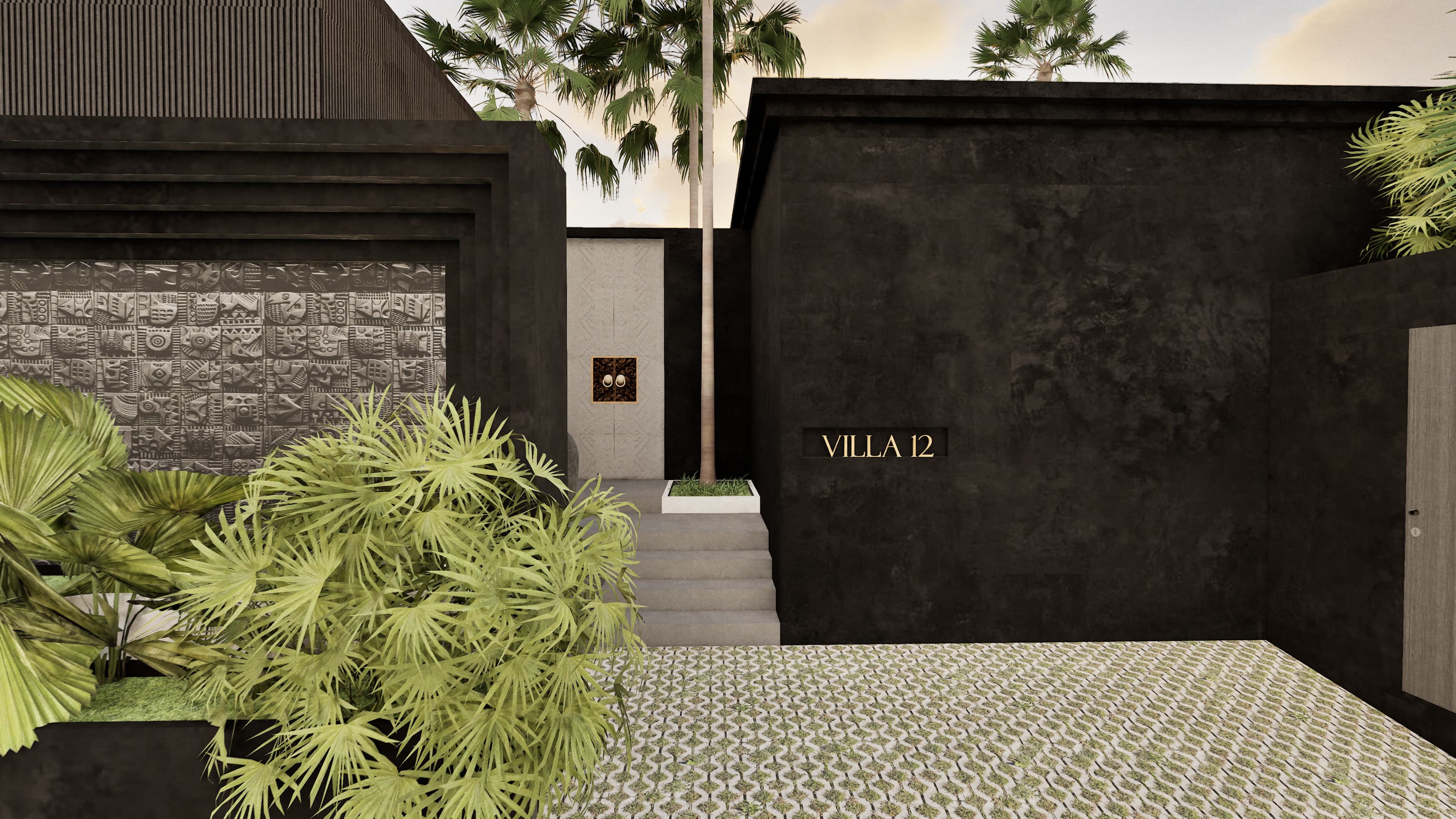 Mizu pavilion at dusk with private plunge pool overlooking the Indian Ocean